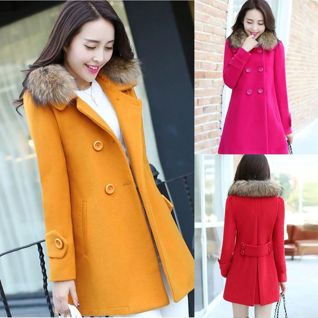 Women casual medium and long slim jacket winter wool thick coat пальтоженское winter coat women