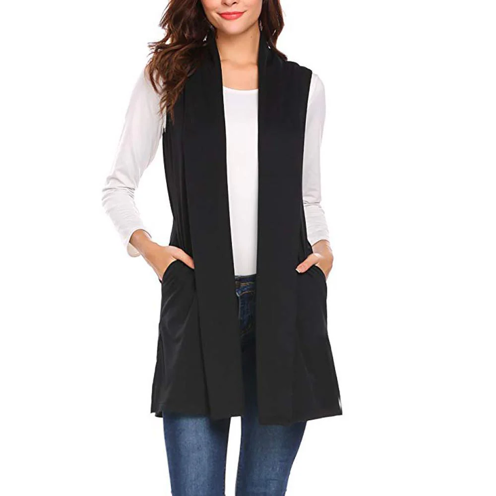 Women Casual Sleeveless Cape Shawl Frilled Drape Open Front Cardigan Vest Coat and Jacket Women Winter Vest Femme