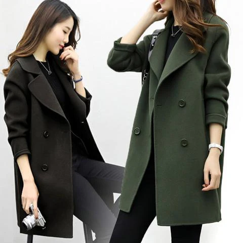 new jacket women coat winter office long sleeve button wool coat women coat